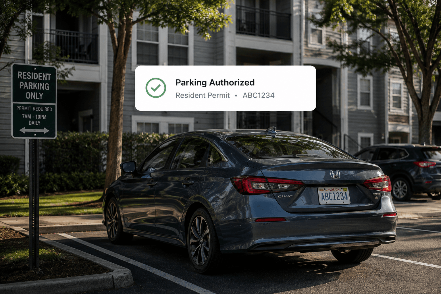 Resident permit vehicle authorized by plate