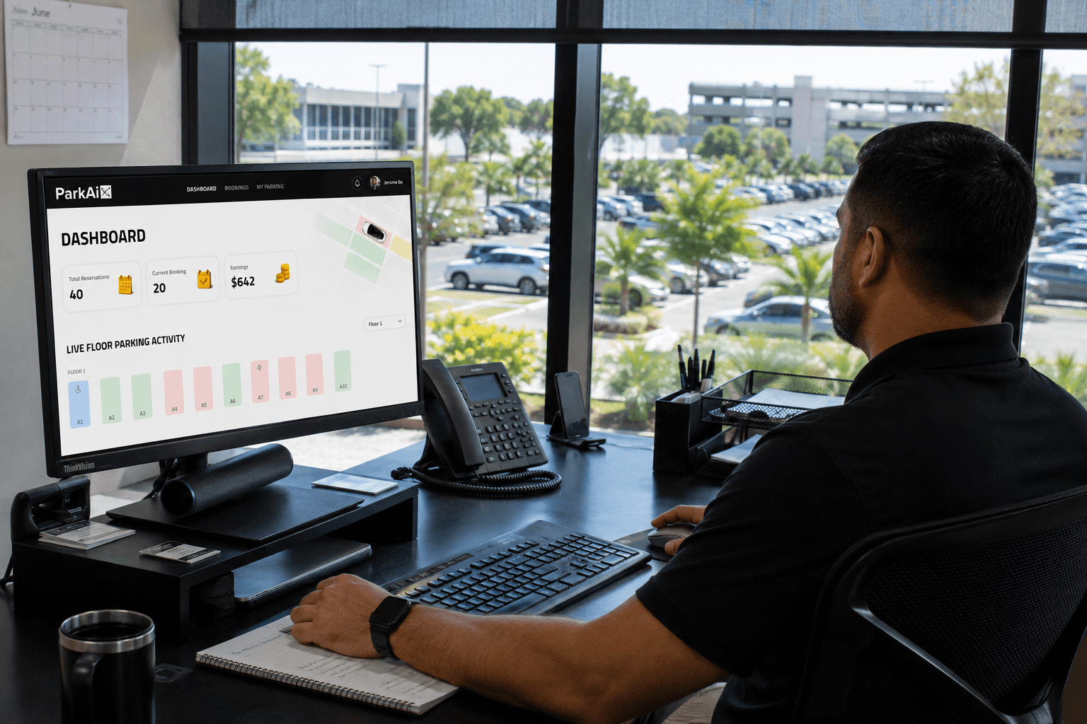 ParkAI dashboard in use at an operator's desk